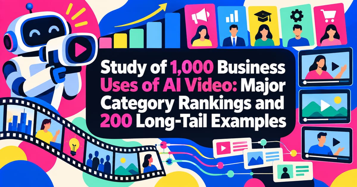 Study of 1,000 Business Uses of AI Video: Major Category Rankings and 200 Long-Tail Examples
